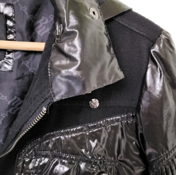 Y2K Retro ROCAWEAR Moto Style Jacket w/Mixed Fabrics, Ruching in Black Women's M - Picture 5 of 12